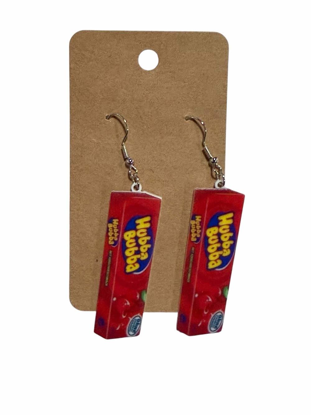 Novelty Red Bubba Gum Box Dangle Earrings - Fun Women's Jewelry